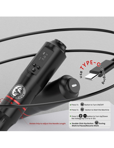 Kit de Tatuaje Inalámbrico Wormhole con Pantalla LED y Batería 1600mAh