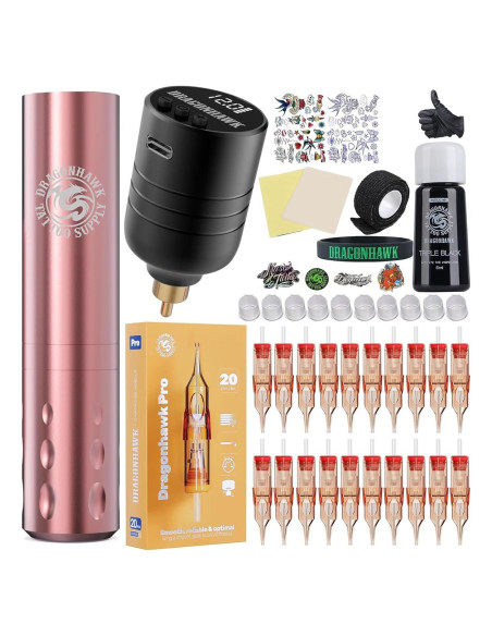 Kit de Tatuaje Inalámbrico Dragonhawk S6 Pro con 20 Agujas Kit de Tatuaje Inalámbrico Dragonhawk S6 Pro con 20 Agujas