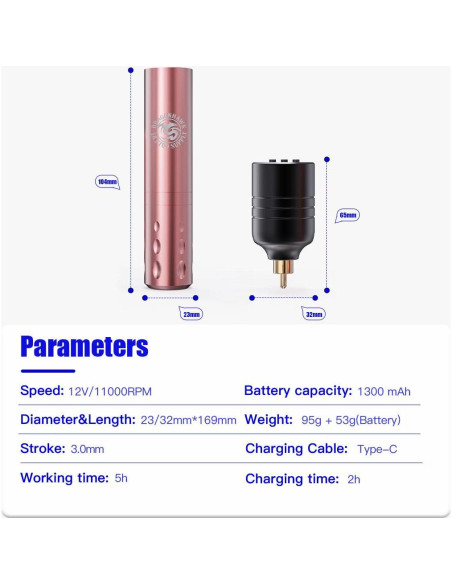 Kit de Tatuaje Inalámbrico Dragonhawk S6 Pro con 20 Agujas Kit de Tatuaje Inalámbrico Dragonhawk S6 Pro con 20 Agujas