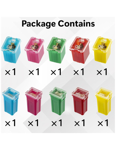 Kit de 10 Fusibles Automotrices BFXM 20A-60A Alto y Bajo