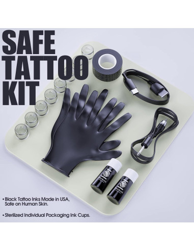 Kit de Tatuaje Dragonhawk S1 Inalámbrico con Agujas y Tintas