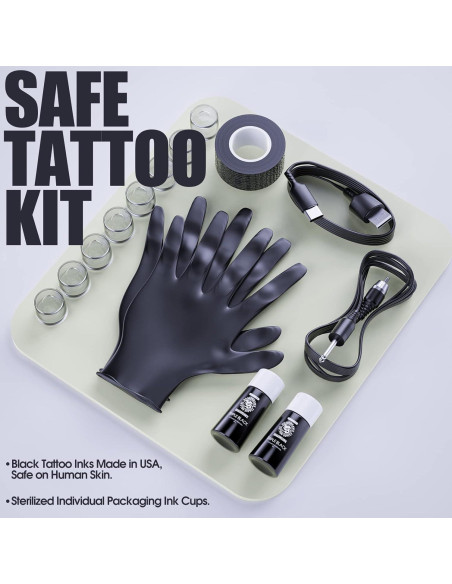 Kit de Tatuaje Dragonhawk S1 Inalámbrico con Agujas y Tintas