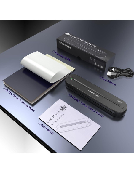 Impresora de Plantillas de Tatuaje YILONG ATS886L - Térmica Bluetooth