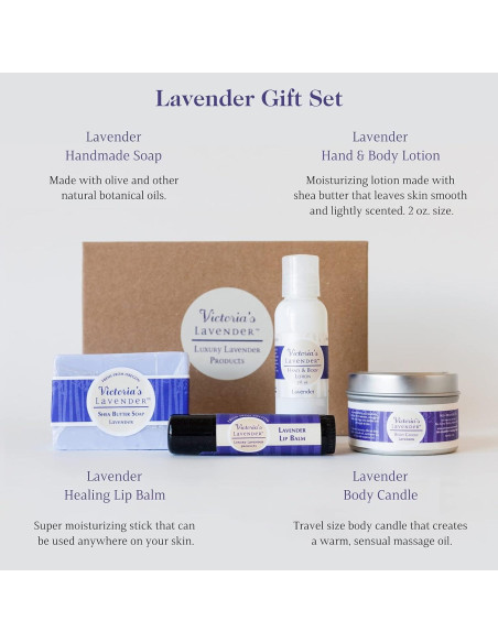Juego de Regalo de Lavanda Victoria - Jabón, Loción, Bálsamo y Vela