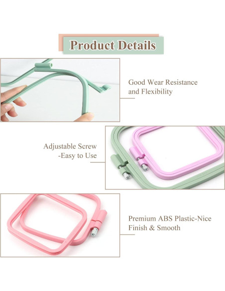 Juego de Aros de Bordado ZOCONE 3Pcs Rectangulares ABS Juego de Aros de Bordado ZOCONE 3Pcs Rectangulares ABS