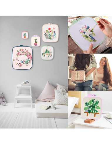 Juego de Aros de Bordado ZOCONE 3Pcs Rectangulares ABS