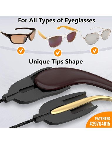 Soporte de Cuerda para Gafas SIGONNA - 33 cm - Negro - 2 Pcs