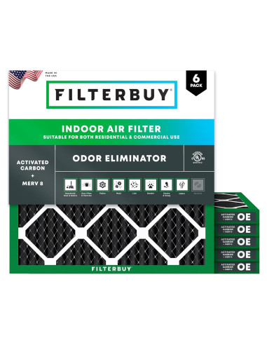 Filtro de aire Filterbuy 10x10x1 MERV 8 con carbón activado