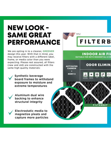 Filtro de aire Filterbuy 10x10x1 MERV 8 con carbón activado