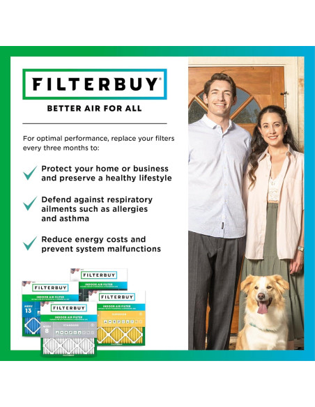 Filtro de aire Filterbuy 10x10x1 MERV 8 con carbón activado