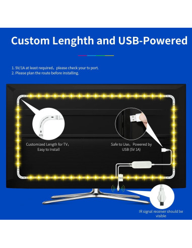 Tira de Luz LED HAMLITE 3.8m RGBW 6500K para TV 81-140cm