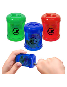 Sacapuntas Manual Doble Orificio Ultimate Stationery Azul 3 Pzas