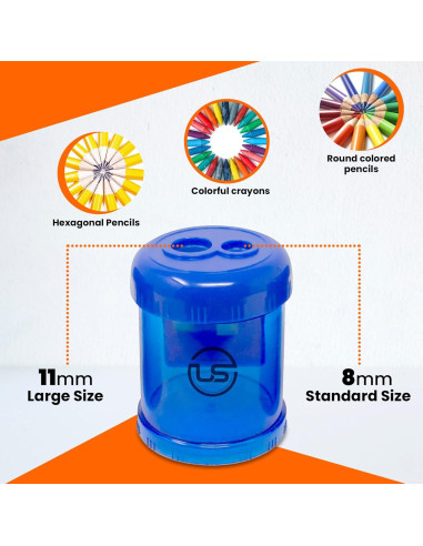 Sacapuntas Manual Doble Orificio Ultimate Stationery Azul 3 Pzas