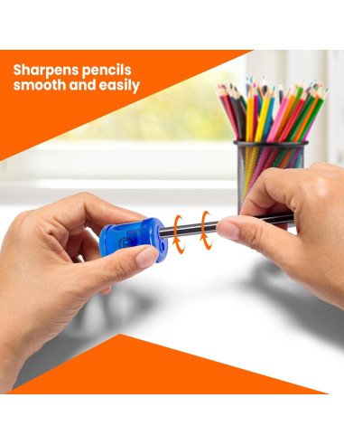 Sacapuntas Manual Doble Orificio Ultimate Stationery Azul 3 Pzas