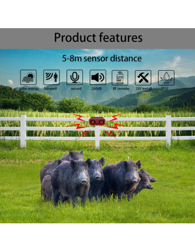Detector de Movimiento Solar ROYELLE con Sirena y Control Remoto