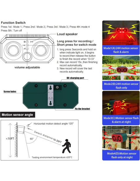 Detector de Movimiento Solar ROYELLE con Sirena y Control Remoto