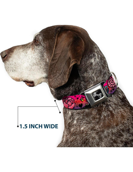 Collar de Perro Buckle-Down Amor Rosa 1 cm Ancho 23-38 cm
