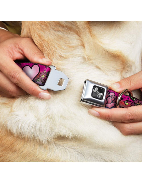 Collar de Perro Buckle-Down Amor Rosa 1 cm Ancho 23-38 cm