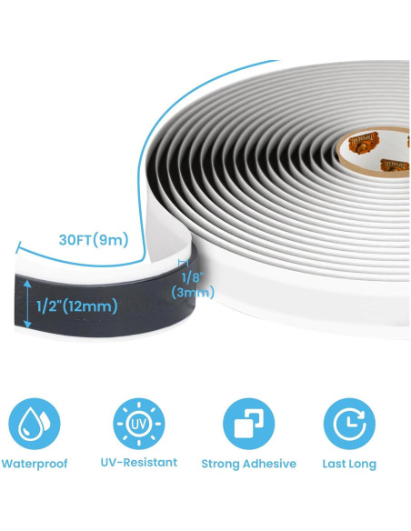 Cinta de Masilla Butílica Negra TAPEBEAR 1,27cm x 9,14m