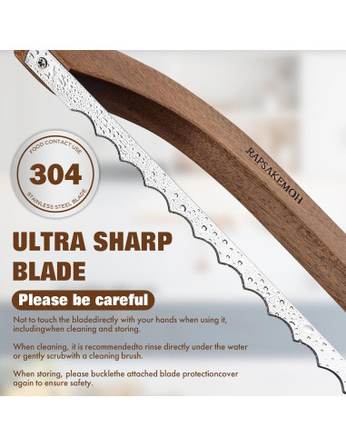 Cuchillo de Pan Serrado RAPSAKEMOH 39.9 cm Mango de Madera