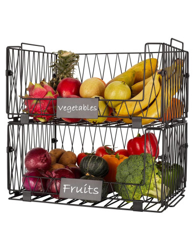 2 Cestas de Almacenamiento Dxlac de Metal Apilables 40.96x29.5cm