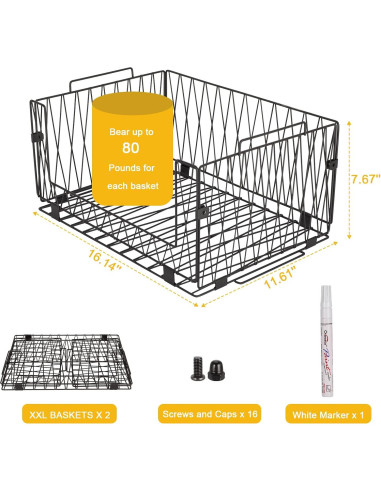 2 Cestas de Almacenamiento Dxlac de Metal Apilables 40.96x29.5cm