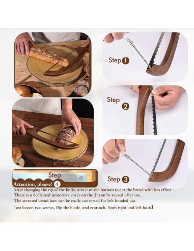 Cuchillo de Pan Serrado RAPSAKEMOH 39.9 cm Mango de Madera