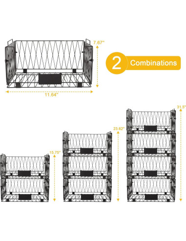 2 Cestas de Almacenamiento Dxlac de Metal Apilables 40.96x29.5cm