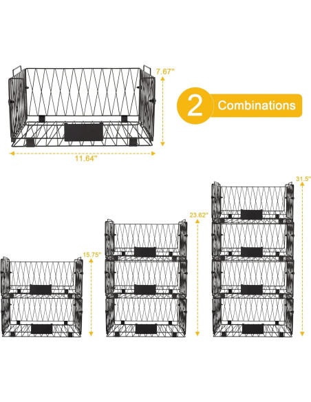 2 Cestas de Almacenamiento Dxlac de Metal Apilables 40.96x29.5cm