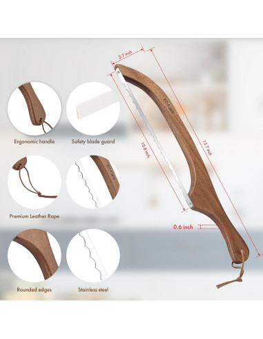 Cuchillo de Pan Serrado RAPSAKEMOH 39.9 cm Mango de Madera