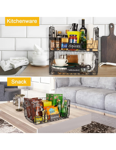 2 Cestas de Almacenamiento Dxlac de Metal Apilables 40.96x29.5cm