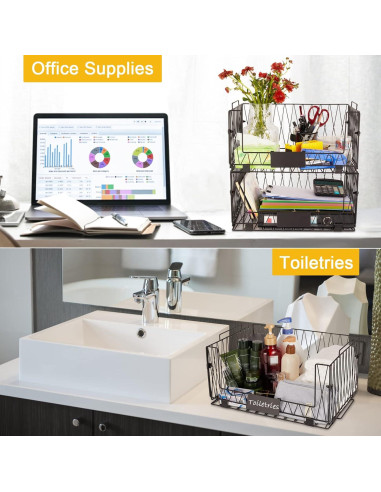 2 Cestas de Almacenamiento Dxlac de Metal Apilables 40.96x29.5cm