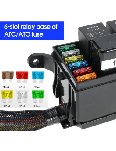 Caja de Fusibles y Relés 12V Gebildet 6 Vías Impermeable