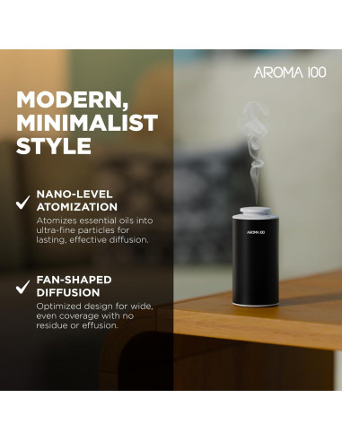 Difusor de Aceite Esencial Aroma100 Sin Agua Negro 110ml