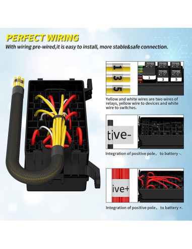 Caja de Fusibles y Relés 12V Gebildet 6 Vías Impermeable
