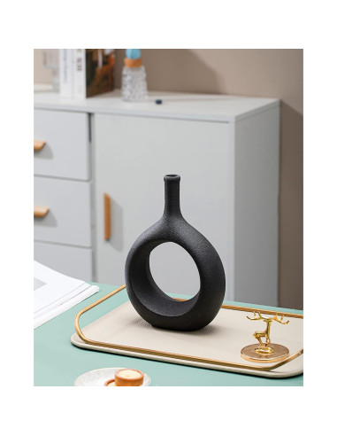 Set de 2 Jarrones de Cerámica Negra GaLouRo 16x30 cm