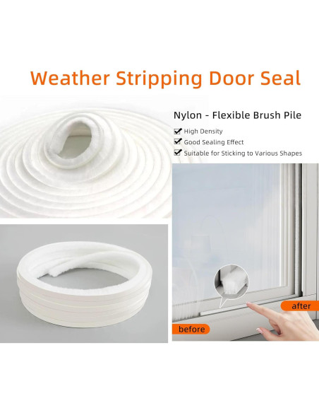 Tira de Sello Aislante KAIYUER 20m x 0.51cm para Puertas y Ventanas