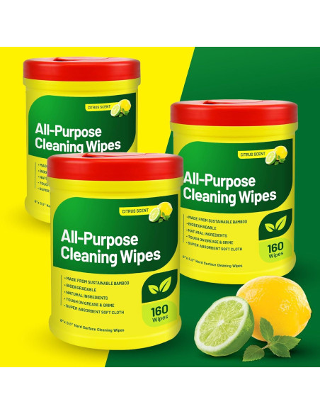 Toallitas de limpieza multiusos RTS 3 paquetes de 160 unidades