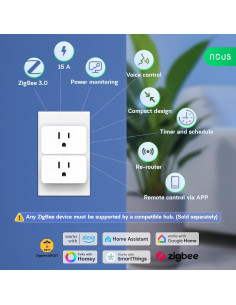 Enchufe Inteligente ZigBee 15A NOUS con Monitoreo de Energía 2