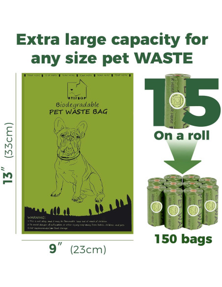 Bolsas de Poop Biodegradables ATIFBOP 150 Unidades con Dispensador