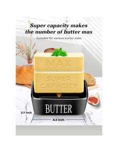 Plato de Mantequilla Cerámica Negra AISBUGUR con Tapa 226g 2