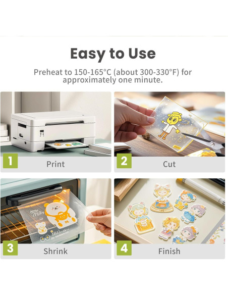 10 Hojas de Plástico Encogible Imprimibles Yncotte 21.6x27.9cm