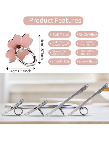 Soporte de Anillo para Teléfono Móvil Perla Dorada 4 Piezas