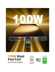 Cable de carga magnético USB C VAFOTON 100W 2Pack 1m 1.83m 2