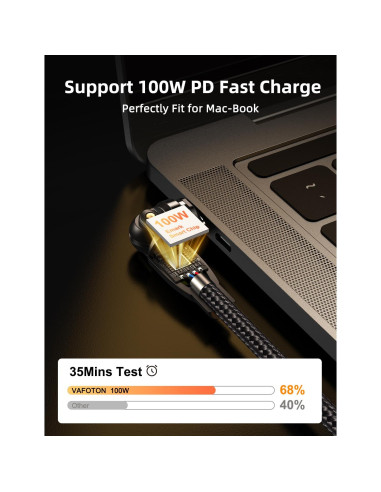 Cable de carga magnético USB C VAFOTON 100W 2Pack 1m 1.83m
