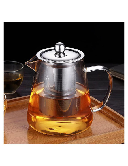 Tetera de vidrio Newraturner 550ML con infusor acero inoxidable