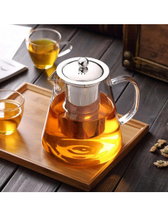 Tetera de vidrio Newraturner 550ML con infusor acero inoxidable 2