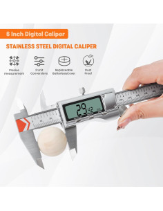 Calibrador Digital HARDELL 15 cm Acero Inoxidable Pantalla LCD 2
