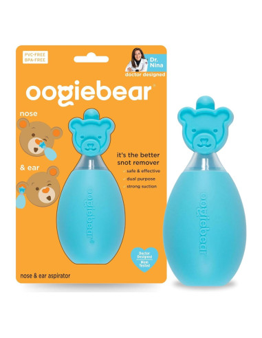 Aspirador Nasal Oogiebear para Bebés - Bulbo de Silicona Azul