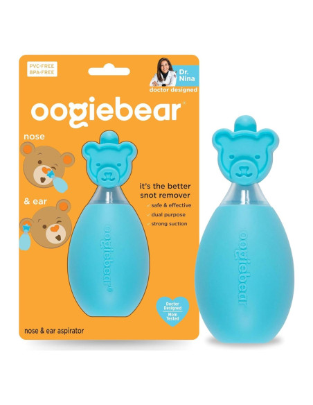 Aspirador Nasal Oogiebear para Bebés - Bulbo de Silicona Azul